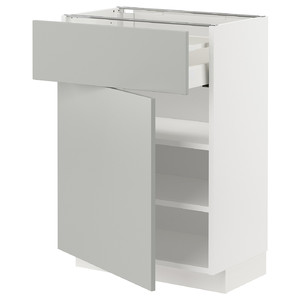 METOD / MAXIMERA Base cabinet with drawer/door, white/Havstorp light grey, 60x37 cm