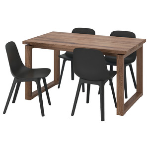 MÖRBYLÅNGA / ODGER Table and 4 chairs, oak veneer brown stained, anthracite, 140x85 cm