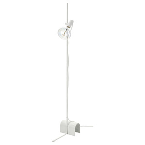 HÅRSLINGA / MOLNART Floor lamp with light bulb, white/ellipse shaped multicolour