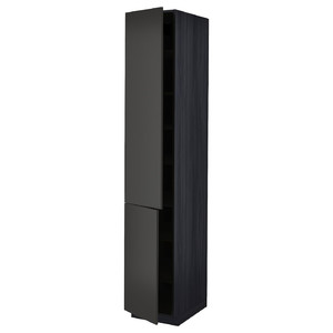 METOD High cabinet with shelves/2 doors, black/Nickebo matt anthracite, 40x60x220 cm