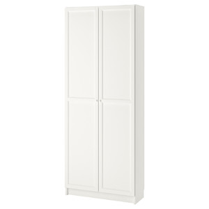 BILLY Bookcase with doors, white, 80x30x202 cm