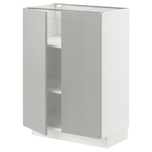 METOD Base cabinet with shelves/2 doors, white/Havstorp light grey, 60x37 cm