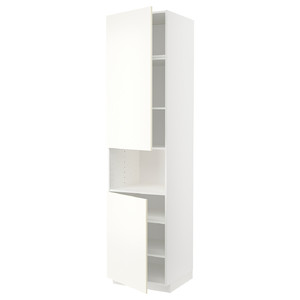 METOD High cab f micro w 2 doors/shelves, white/Vallstena white, 60x60x240 cm