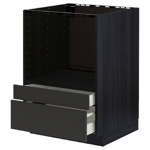 METOD / MAXIMERA Base cabinet f combi micro/drawers, black/Nickebo matt anthracite, 60x60 cm