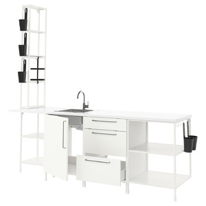 ENHET Kitchen, white, 243x63.5x241 cm