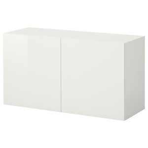 BESTÅ Wall-mounted cabinet combination, white/Selsviken high-gloss, 120x42x64 cm