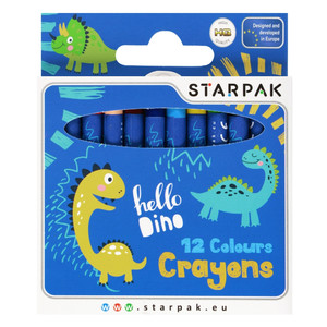 Starpak Wax Crayons 12 Colours Hello Dino