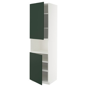 METOD High cab f micro w 2 doors/shelves, white/Havstorp deep green, 60x60x220 cm