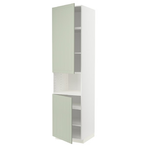 METOD High cab f micro w 2 doors/shelves, white/Stensund light green, 60x60x240 cm