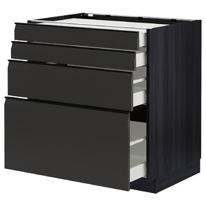 METOD / MAXIMERA Base cab 4 frnts/4 drawers, black/Upplöv matt anthracite, 80x60 cm