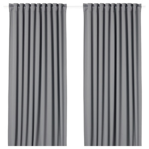 MAJGULL Block-out curtains, 1 pair, grey, 145x300 cm