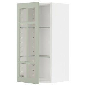 METOD Wall cabinet w shelves/glass door, white/Stensund light green, 40x80 cm