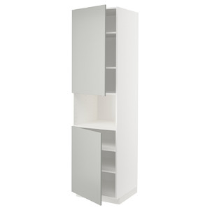 METOD High cab f micro w 2 doors/shelves, white/Havstorp light grey, 60x60x220 cm