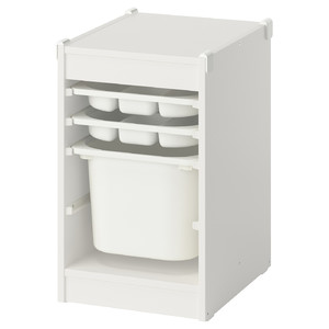 TROFAST Storage combination with box/trays, white/white, 34x44x56 cm