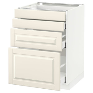 METOD / MAXIMERA Base cab 4 frnts/4 drawers, white/Bodbyn off-white, 60x60 cm