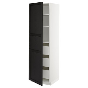 METOD / MAXIMERA High cabinet with drawers, white/Lerhyttan black stained, 60x60x200 cm