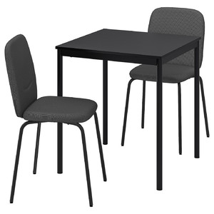 SANDSBERG / PÅBODA Table and 2 chairs, black/black/Remmarn dark grey, 67 cm