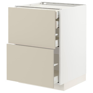 METOD / MAXIMERA Base cb 2 frnts/2 low/1 md/1 hi drw, white/Havstorp beige, 60x60 cm