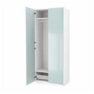 PAX / FARDAL Wardrobe, white/high-gloss/light grey-blue, 100x60x236 cm