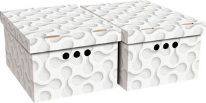 Decorative Storage Box A4, white wave, 2-pack