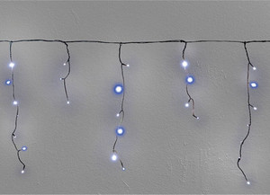 Christmas Curtain Lights In-/Outdoor 100 LED 4.8 m, icicles, cool white/blue