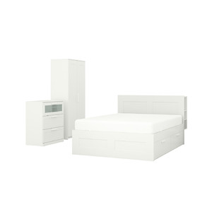 BRIMNES Bedroom furniture, set of 3, white, 180x200 cm