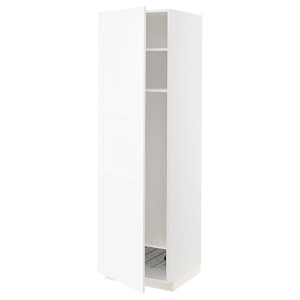 METOD High cabinet w shelves/wire basket, white Enköping/white wood effect, 60x60x200 cm