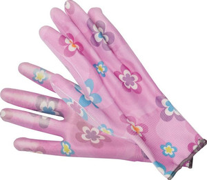 Vorel Garden Gloves Flowers Size 8, pink