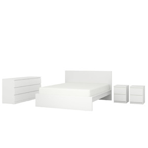 MALM Bedroom furniture, set of 4, white, 140x200 cm