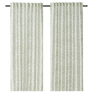 HÅRKÖRVEL Curtains, 1 pair, green, 145x300 cm