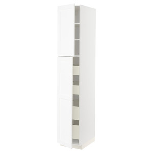 METOD / MAXIMERA Hi cab w 2 doors/4 drawers, white Enköping/white wood effect, 40x60x220 cm