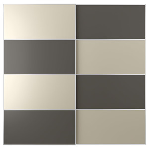 MEHAMN Pair of sliding doors, double sided dark grey/grey-beige, 200x201 cm