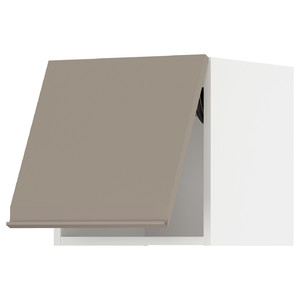METOD Wall cabinet horizontal w push-open, white/Upplöv matt dark beige, 40x40 cm