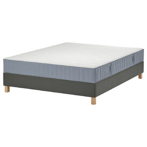 LYNGÖR Divan bed, Valevåg medium firm/light blue dark grey, 140x200 cm