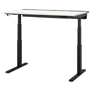 MITTZON Desk sit/stand, electric white/black, 140x80 cm