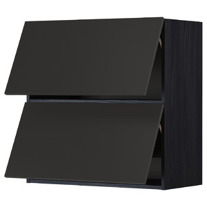 METOD Wall cabinet horizontal w 2 doors, black/Nickebo matt anthracite, 80x80 cm