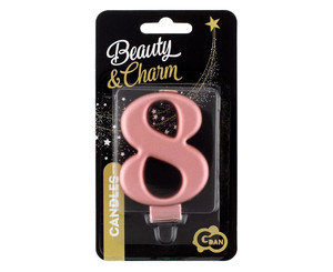 Birthday Candle 8 Metallic 8cm, pink-gold