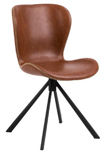 Leather Dining Chair Batilda Retro cross, brandy/black