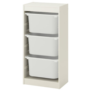 TROFAST Storage combination with boxes, white/white, 46x30x94 cm