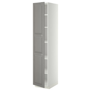 METOD High cabinet with shelves, white/Bodbyn grey, 40x60x200 cm