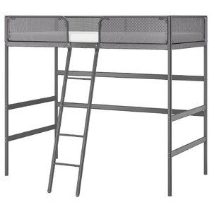 TUFFING Loft bed frame, dark grey, 90x200 cm