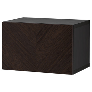 BESTÅ Wall-mounted cabinet combination, black-brown/Hedeviken dark brown, 60x42x38 cm