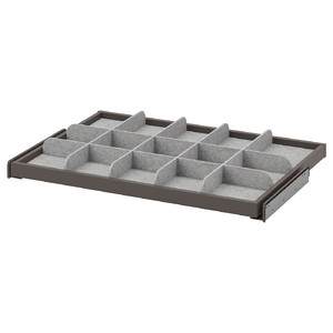 KOMPLEMENT Pull-out tray with divider, dark grey/light grey, 75x58 cm