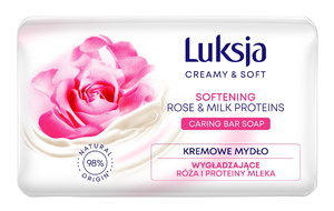 Luksja Creamy & Soft Caring Bar Soap Softening Rose & Milk Proteins 98% Natural 90g