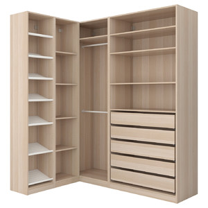 PAX Corner wardrobe, white stained oak effect, 160x188x236 cm