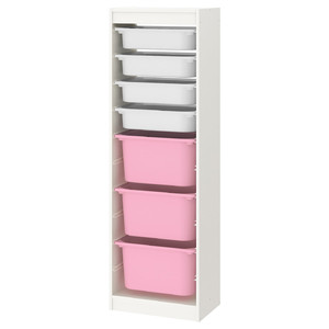 TROFAST Storage combination, white, white pink, 46x30x145 cm