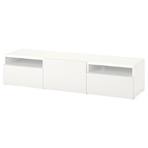 BESTÅ TV bench with drawers and door, white/Laxviken white, 180x42x39 cm