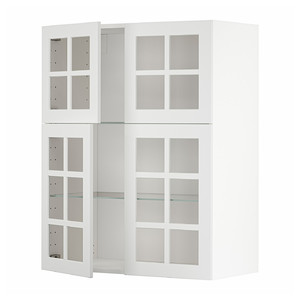 METOD Wall cabinet w shelves/4 glass drs, white/Stensund white, 80x100 cm