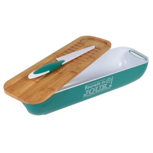 Bread Container, Chopping Board & Knife 3in1, turquoise