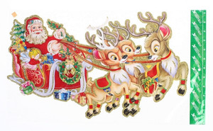 Christmas Decoration Santa with Reindeers 3D, paper